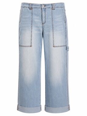 Blue Thread Tribal Cropped Wide Leg Utility Jeans Size 6